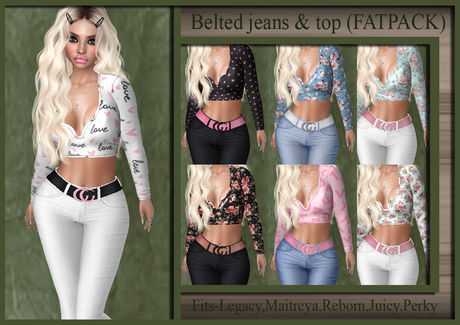 Second Life Marketplace - Belted jeans & top fatpack